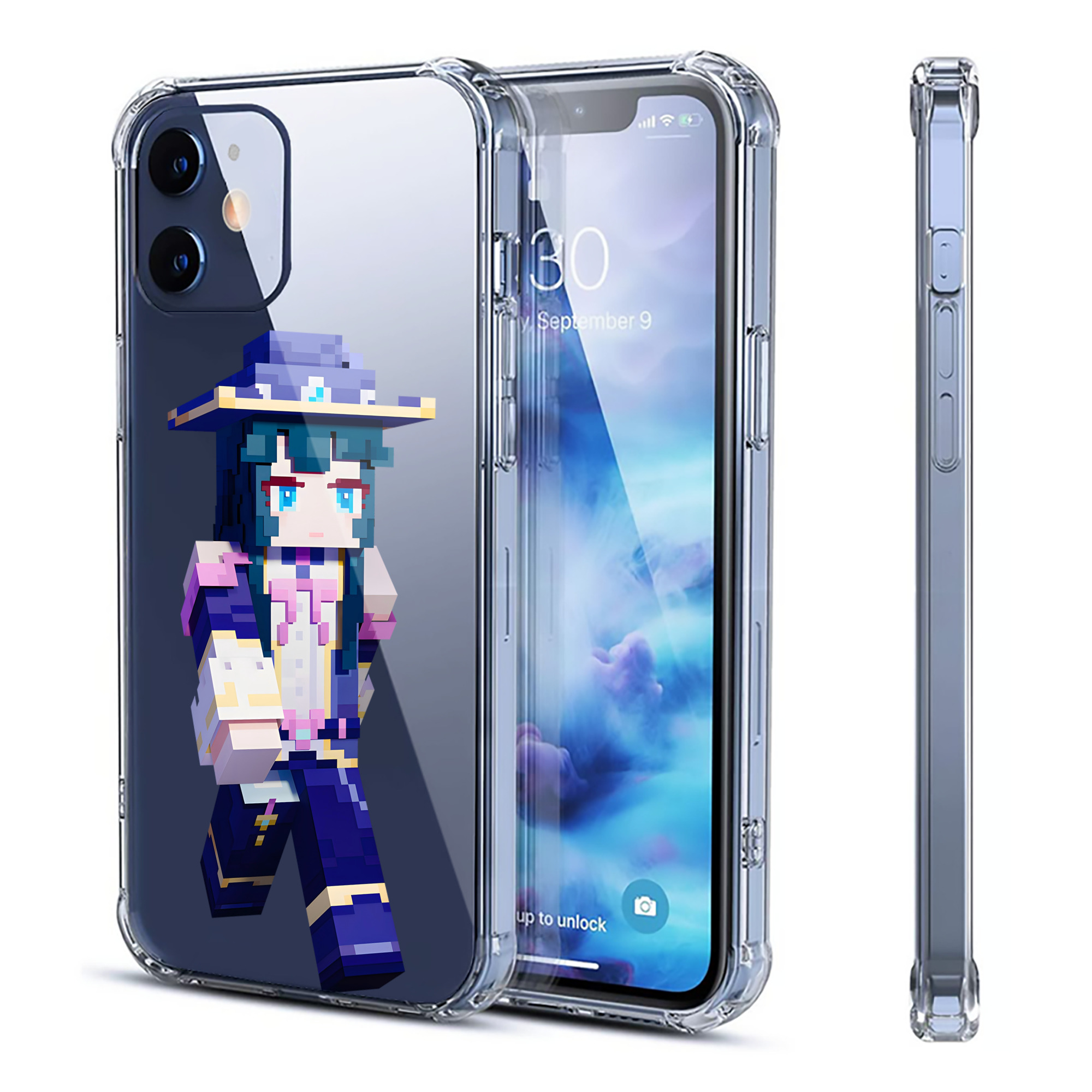 （画像用） マインクラフト ブロックの世界 Minecraft MC Block world 【iPhone 12シリーズ対応】透明スマホケース（クリアソフトケース）